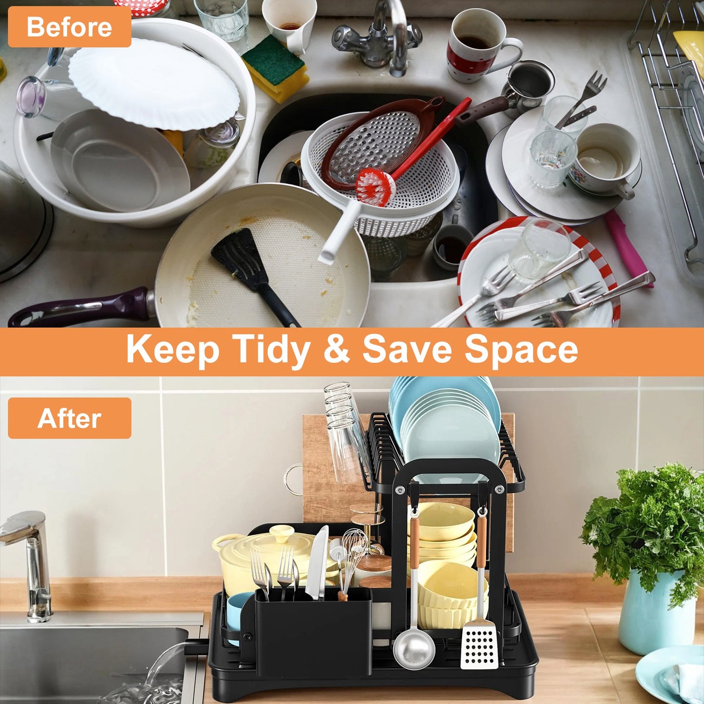 Space-Saving Dish Drying Rack