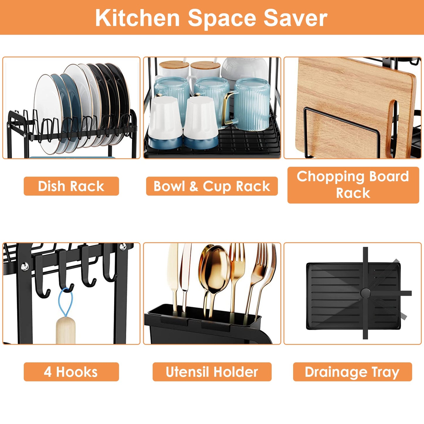 Space-Saving Dish Drying Rack